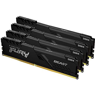 Kingston FURY Beast 128 GB (4 x 32 GB) 3200 MHz DDR4 CL16 werkgeheugen voor vaste computers 4 stuks KF432C16BBK4/128 Kingston FURY Beast 128 GB (4 x 32 GB) 3200 MHz DDR4 CL16 werkgeheugen voor vaste computers 4 stuks KF432C16BBK4/128