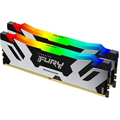 Kingston Renegade DDR5 RGB zilver/zwart XMP 96 GB (2 x 48 GB) 6000MT/s CL32 DIMM werkgeheugen voor gamer-pc, 2 stuks KF560C16RSAK2-96 Kingston Renegade DDR5 RGB zilver/zwart XMP 96 GB (2 x 48 GB) 6000MT/s CL32 DIMM werkgeheugen voor gamer-pc, 2 stuks KF560C16RSAK2-96
