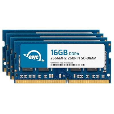 OWC 64 GB Memory Upgrade Kit 4 x 16 GB PC21300 DDR4 2666 MHz SO-DIMM's voor 27 inch iMac met Retina 5K (2019 2020) en compatibele pc's OWC 64 GB Memory Upgrade Kit 4 x 16 GB PC21300 DDR4 2666 MHz SO-DIMM's voor 27 inch iMac met Retina 5K (2019 2020) en compatibele pc's