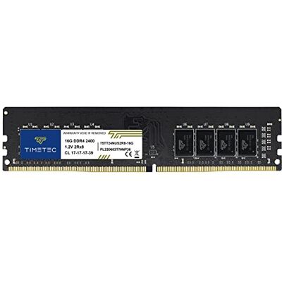 Timetec 16 GB DDR4 2400 MHz (PC4-2400T) PC4-19200 UDIMM voor desktop-pc niet-ECC zonder buffer, 288-polig, 1,2 V, CL17 DIMM geheugenmodule Timetec 16 GB DDR4 2400 MHz (PC4-2400T) PC4-19200 UDIMM voor desktop-pc niet-ECC zonder buffer, 288-polig, 1,2 V, CL17 DIMM geheugenmodule