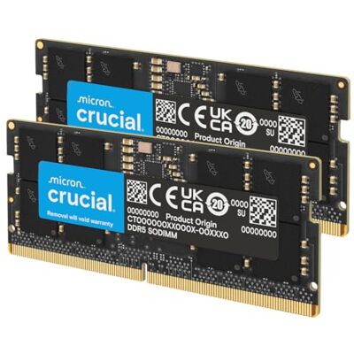 Crucial RAM DDR5 16 GB Kit (2 x 8 GB) 4800 MHz SODIMM, laptopgeheugen, mini-pc, high-performance geheugen, CL40 CT2K8G48C40S5 Crucial RAM DDR5 16 GB Kit (2 x 8 GB) 4800 MHz SODIMM, laptopgeheugen, mini-pc, high-performance geheugen, CL40 CT2K8G48C40S5