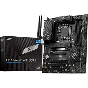 MSI PRO B760-P Wifi DDR4 moederbord, ATX voor Intel Core 14e, 13e en 12e generatie, LGA 1700 DDR4 Memory Boost 5333 MHz/OC, PCIe 4.0 x16, M.2 Gen4, 2.5G LAN, Wifi 6E MSI PRO B760-P Wifi DDR4 moederbord, ATX voor Intel Core 14e, 13e en 12e generatie, LGA 1700 DDR4 Memory Boost 5333 MHz/OC, PCIe 4.0 x16, M.2 Gen4, 2.5G LAN, Wifi 6E