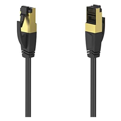 Hama 5 m Cat 8 netwerkkabel, Gigabit Ethernet tot 40 Gbps (RJ45, dubbel afgeschermd, gedraaid, halogeenvrij, vergulde connectoren, knikbescherming, ethernetkabel met kabelmantel Hama 5 m Cat 8 netwerkkabel, Gigabit Ethernet tot 40 Gbps (RJ45, dubbel afgeschermd, gedraaid, halogeenvrij, vergulde connectoren, knikbescherming, ethernetkabel met kabelmantel