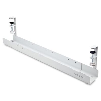 StarTech . com Kabelmanagementlade onder het bureau, verstelbare lengte, installatie met klem, zonder boren, wit StarTech . com Kabelmanagementlade onder het bureau, verstelbare lengte, installatie met klem, zonder boren, wit