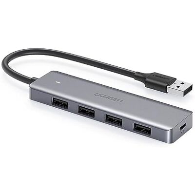 UGREEN CM219-50985B 4-poorts USB 3.0-hub met micro-USB-voeding, spacegrijs UGREEN CM219-50985B 4-poorts USB 3.0-hub met micro-USB-voeding, spacegrijs
