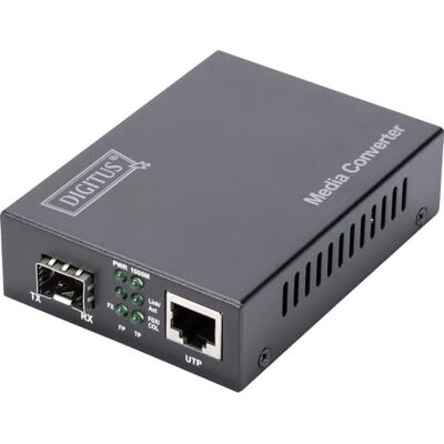 Digitus Media converter, SFP-poort, Gbit Ethernet, RJ45/SFP, 10/100/1000Base-T/TX naar 1000Base-SX/LX, zwart Digitus Media converter, SFP-poort, Gbit Ethernet, RJ45/SFP, 10/100/1000Base-T/TX naar 1000Base-SX/LX, zwart