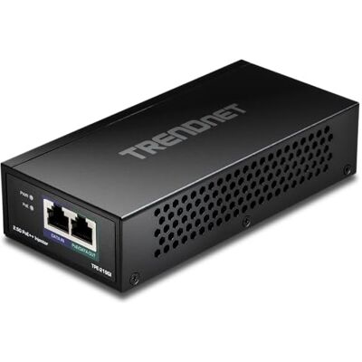 TRENDnet TPE-219GI 2.5G PoE++ PoE injector, 90 W PoE++, 30 W PoE+, 15,4 W PoE, IEEE 802.3 bt / 802.3at / 802.3af metalen behuizing, tot 100 m (328 ft) zwart TRENDnet TPE-219GI 2.5G PoE++ PoE injector, 90 W PoE++, 30 W PoE+, 15,4 W PoE, IEEE 802.3 bt / 802.3at / 802.3af metalen behuizing, tot 100 m (328 ft) zwart
