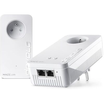 Devolo Magic 2 WiFi 6 next starterset, wifi CPL adapter, tot 3.000 Mbit/s via WiFi 6, 2x Gigabit Ethernet-poort, geïntegreerd stopcontact, wit Devolo Magic 2 WiFi 6 next starterset, wifi CPL adapter, tot 3.000 Mbit/s via WiFi 6, 2x Gigabit Ethernet-poort, geïntegreerd stopcontact, wit