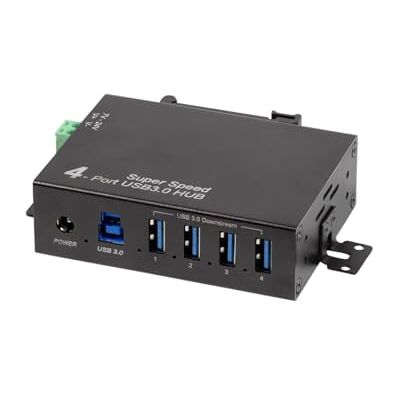 Logilink Hub 4 ports (USB 3.0) avec bloc d'alimentation, design industriel, 5 Gbit/s, 10 W, avec protection contre les surintensités, les surtensions et les courts-circuits Logilink Hub 4 ports (USB 3.0) avec bloc d'alimentation, design industriel, 5 Gbit/s, 10 W, avec protection contre les surintensités, les surtensions et les courts-circuits