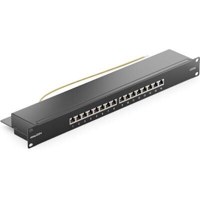 deleyCON CAT 6a Patchpanel Distributiepaneel 16-Poorts Desktop 19 Inch Rackmount Servermontage RJ45 Afgeschermd TIA568A TIA568B Zwart deleyCON CAT 6a Patchpanel Distributiepaneel 16-Poorts Desktop 19 Inch Rackmount Servermontage RJ45 Afgeschermd TIA568A TIA568B Zwart