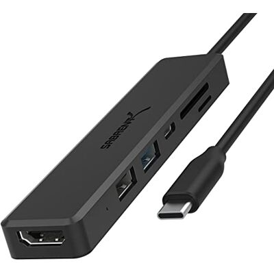 SABRENT USB C Multiport Hub met HDMI 4K Power Delivery (60W) 1x USB 3.0 1x USB 2.0 SD/microSD (HB-TC6C) SABRENT USB C Multiport Hub met HDMI 4K Power Delivery (60W) 1x USB 3.0 1x USB 2.0 SD/microSD (HB-TC6C)