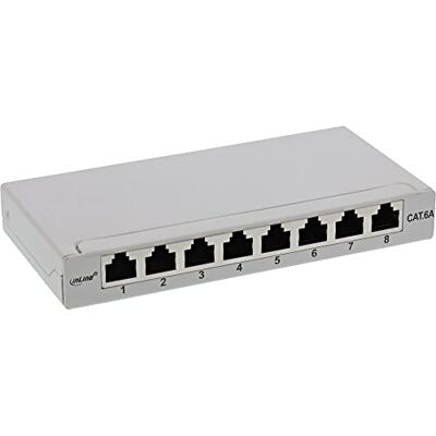InLine ® Patchpaneel Cat.6A 0.5U 8-voudige tafel/wandmontage lichtgrijs RAL7035 InLine ® Patchpaneel Cat.6A 0.5U 8-voudige tafel/wandmontage lichtgrijs RAL7035