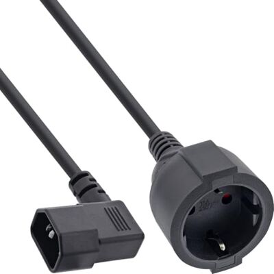 InLine Câble adaptateur secteur C14 coudé vers prise de terre 1 m Jusqu'à 10 A, pour systèmes USV, gestion de câble compacte dans un espace limité, sans adaptateur intermédiaire InLine Câble adaptateur secteur C14 coudé vers prise de terre 1 m Jusqu'à 10 A, pour systèmes USV, gestion de câble compacte dans un espace limité, sans adaptateur intermédiaire