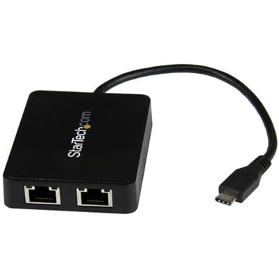 StarTech . com USB-C naar 2-poorts Gigabit Ethernet netwerkadapter met USB 3.0 (Type-A) poort (US1GC301AU2R), zwart StarTech . com USB-C naar 2-poorts Gigabit Ethernet netwerkadapter met USB 3.0 (Type-A) poort (US1GC301AU2R), zwart