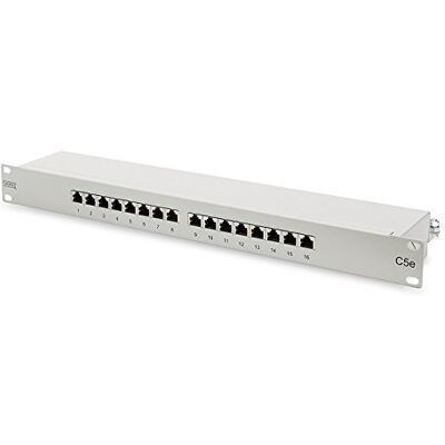 Digitus Patchpaneel, 19 inch, Cat-5e, 16 RJ45-poorten, afgeschermd, LSA-patchpaneel, 1U rackmontage, grijs Digitus Patchpaneel, 19 inch, Cat-5e, 16 RJ45-poorten, afgeschermd, LSA-patchpaneel, 1U rackmontage, grijs