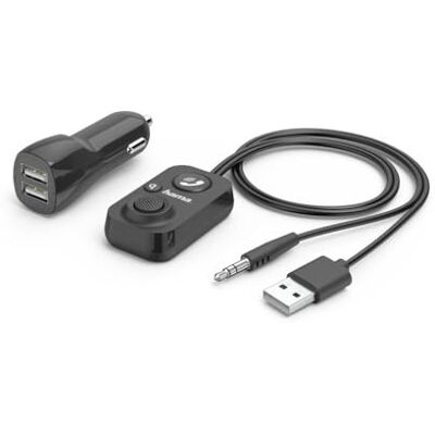 Hama Bluetooth handsfree set voor in de auto met AUX-ingang (met 2-weg USB-oplader, draadloze oproepen en luisteren naar muziek via autoluidspreker, 3,5 mm jack-adapter, audio Hama Bluetooth handsfree set voor in de auto met AUX-ingang (met 2-weg USB-oplader, draadloze oproepen en luisteren naar muziek via autoluidspreker, 3,5 mm jack-adapter, audio