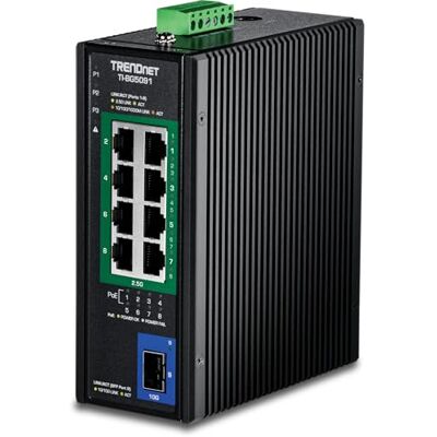 TRENDnet , TI-BG509, Industriële PoE++ Switch 2,5G DIN-Rail 9 poorten met 10G SFP+ poort, multi-gigabit, 8 PoE poorten 2,5G, 1 SFP+ 10G poort, 480 W PoE stroombudget, 60 Gbps TRENDnet , TI-BG509, Industriële PoE++ Switch 2,5G DIN-Rail 9 poorten met 10G SFP+ poort, multi-gigabit, 8 PoE poorten 2,5G, 1 SFP+ 10G poort, 480 W PoE stroombudget, 60 Gbps