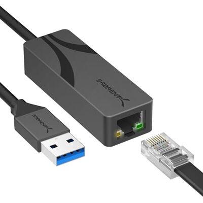 SABRENT USB 3.0 naar 2,5 Gigabit Ethernet adapter USB-A naar 2,5 GbE netwerkadapter, aluminium behuizing, plug and play, achterwaarts compatibel met 10/100/1000/2500 Mbps, busvoeding (NT-UA25) SABRENT USB 3.0 naar 2,5 Gigabit Ethernet adapter USB-A naar 2,5 GbE netwerkadapter, aluminium behuizing, plug and play, achterwaarts compatibel met 10/100/1000/2500 Mbps, busvoeding (NT-UA25)