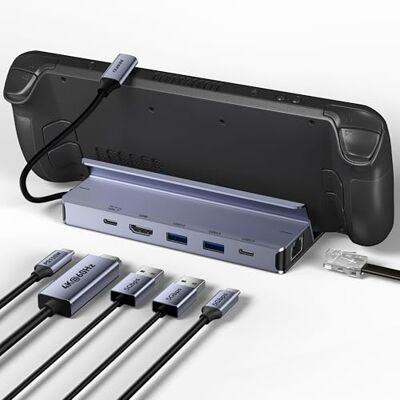 BENFEI Steam Deck Dock, dockingstation voor Steam Deck (OLED)/ROG Ally, 6-in-1 USB C-hub met HDMI 4K @60Hz, Ethernet 1Gbps, 1xUSB C 2x USB 3.0-poort, PD 100W opladen BENFEI Steam Deck Dock, dockingstation voor Steam Deck (OLED)/ROG Ally, 6-in-1 USB C-hub met HDMI 4K @60Hz, Ethernet 1Gbps, 1xUSB C 2x USB 3.0-poort, PD 100W opladen