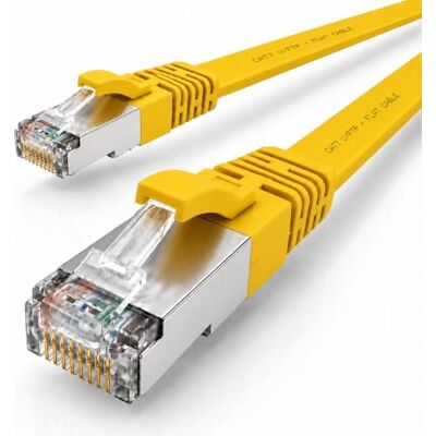 1aTTack.de CAT7 LAN-kabel, 1 x 15 m, flexibel, 10 Gbit/s, geel Cat.7 platte ethernet-patchkabel, Gigabit platte kabel voor internet, switch, router, modem en patchpaneel 1aTTack.de CAT7 LAN-kabel, 1 x 15 m, flexibel, 10 Gbit/s, geel Cat.7 platte ethernet-patchkabel, Gigabit platte kabel voor internet, switch, router, modem en patchpaneel