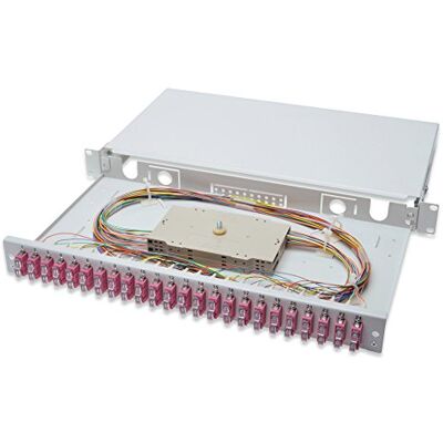 Digitus LWL afstandsbox met 24 aansluitingen SC OM4 1HE 19" Multi-Mode Duplex met afstandskistje, rackmontage Digitus LWL afstandsbox met 24 aansluitingen SC OM4 1HE 19" Multi-Mode Duplex met afstandskistje, rackmontage