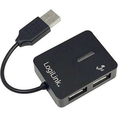 Logilink UA0139 USB 2.0-hub met 4 "Smile"-modelpoorten, 4 high-speed USB-poorten, zwart Logilink UA0139 USB 2.0-hub met 4 "Smile"-modelpoorten, 4 high-speed USB-poorten, zwart
