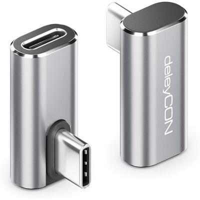 deleyCON USB-C adapter hoek 90 graden (2 stuks) 40 Gbps, 240 W, 8 K60 Hz, behuizing van aluminium, type C, mannelijk naar vrouwelijk, compatibel met smartphone, tablet, laptop, pc, switch enz. deleyCON USB-C adapter hoek 90 graden (2 stuks) 40 Gbps, 240 W, 8 K60 Hz, behuizing van aluminium, type C, mannelijk naar vrouwelijk, compatibel met smartphone, tablet, laptop, pc, switch enz.