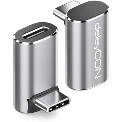 deleyCON USB-C adapter hoek 90 graden (2 stuks) 40 Gbps, 240 W, 8 K60 Hz, behuizing van aluminium, type C, mannelijk naar vrouwelijk, compatibel met smartphone, tablet, laptop, pc, switch enz. deleyCON USB-C adapter hoek 90 graden (2 stuks) 40 Gbps, 240 W, 8 K60 Hz, behuizing van aluminium, type C, mannelijk naar vrouwelijk, compatibel met smartphone, tablet, laptop, pc, switch enz.
