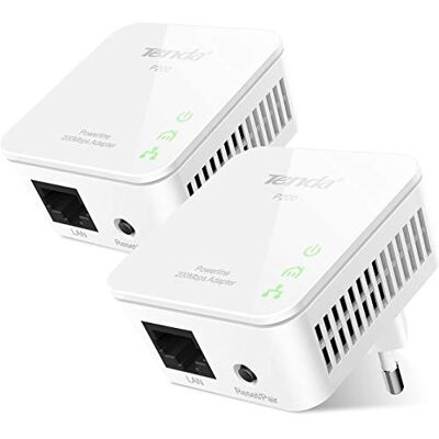 Tenda P200 CPL Powerline adapter 200 Mbit/s stopcontact met 2 poorten 10/100 Mbps, EU-stekker, voor IPTV, VoIP, internettoegang, 2 stuks Tenda P200 CPL Powerline adapter 200 Mbit/s stopcontact met 2 poorten 10/100 Mbps, EU-stekker, voor IPTV, VoIP, internettoegang, 2 stuks