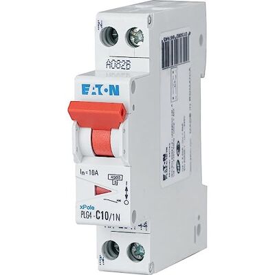 Eaton 264744 PLG4-C10/1N Modulaire stroomonderbreker PH/N wit rode controller 1P+N / 10 A C-curve schroefaansluiting Eaton 264744 PLG4-C10/1N Modulaire stroomonderbreker PH/N wit rode controller 1P+N / 10 A C-curve schroefaansluiting
