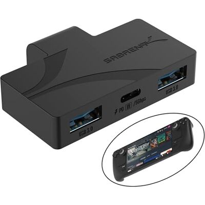 SABRENT 3-poorts Type-C Gaming Hub voor Steam Deck USB 3.2 5 Gbit/s, Dual USB-A-poorten, PD opladen, compact ontwerp (HB-STDK) SABRENT 3-poorts Type-C Gaming Hub voor Steam Deck USB 3.2 5 Gbit/s, Dual USB-A-poorten, PD opladen, compact ontwerp (HB-STDK)