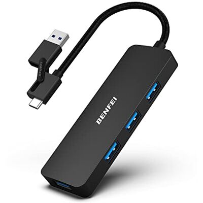 BENFEI 2-in-1 Type-A/Type-C Hub met 4 USB 3.0-poorten, compatibel met MacBook, Mac Pro, Mac Mini, iMac, Surface Pro, XPS, PC, USB Flash Drive, Mobile Hard Drive BENFEI 2-in-1 Type-A/Type-C Hub met 4 USB 3.0-poorten, compatibel met MacBook, Mac Pro, Mac Mini, iMac, Surface Pro, XPS, PC, USB Flash Drive, Mobile Hard Drive