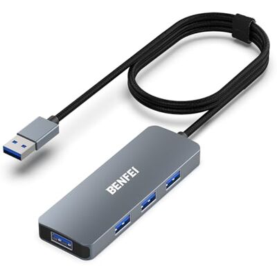 BENFEI Ultra-Slim USB 3.0 Hub USB 4-poorten met 1 meter kabel, compatibel met MacBook, Mac Pro, Mac Mini, iMac, Surface Pro, XPS, PC, USB-stick, harde schijf Mobile BENFEI Ultra-Slim USB 3.0 Hub USB 4-poorten met 1 meter kabel, compatibel met MacBook, Mac Pro, Mac Mini, iMac, Surface Pro, XPS, PC, USB-stick, harde schijf Mobile