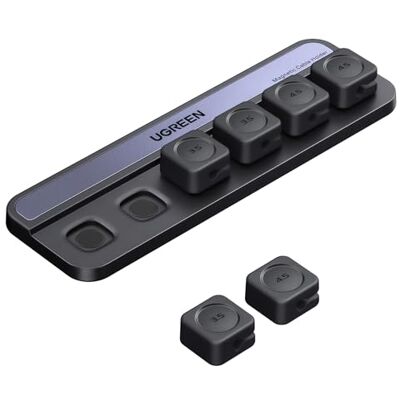 UGREEN UGREEEN 6 stuks magnetische kabelorganizer, kabelclips Krachtige zelfklevende stickers, bediening met één hand, voor kantoor, thuis, compatibel met HDMI-kabel, USB C, zwart UGREEN UGREEEN 6 stuks magnetische kabelorganizer, kabelclips Krachtige zelfklevende stickers, bediening met één hand, voor kantoor, thuis, compatibel met HDMI-kabel, USB C, zwart