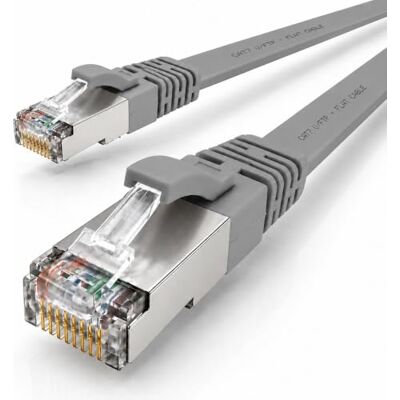 1aTTack.de CAT7 LAN-kabel, 1 x 10 m, flexibel, 10 Gbit/s, grijs Cat.7 platte ethernet-patchkabel, Gigabit platte kabel voor internet, switch, router, modem en patchpaneel 1aTTack.de CAT7 LAN-kabel, 1 x 10 m, flexibel, 10 Gbit/s, grijs Cat.7 platte ethernet-patchkabel, Gigabit platte kabel voor internet, switch, router, modem en patchpaneel