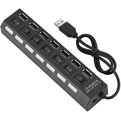 VBESTLIFE 480 Mbps Multiple USB 2.0 Hub 7 Poorts, Multi-Functie Splitter Hub High Speed Data Transfer voor Mobiele Telefoon, Tablet PC, Toetsenbord, Muis, Drive VBESTLIFE 480 Mbps Multiple USB 2.0 Hub 7 Poorts, Multi-Functie Splitter Hub High Speed Data Transfer voor Mobiele Telefoon, Tablet PC, Toetsenbord, Muis, Drive
