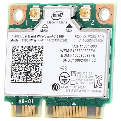 Intel Dual Band AC 3160 draadloze netwerkadapter Intel Dual Band AC 3160 draadloze netwerkadapter