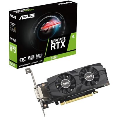 Asus GeForce RTX 3050 LP BRK OC Edition GDDR6 Gaming grafische kaart 6 GB (Nvidia RTX3050, PCIe 4.0, 1x DVI-D, 1x HDMI 2.1, 1x DisplayPort 1.4a, RTX3050-O6G-LP-BRK) Asus GeForce RTX 3050 LP BRK OC Edition GDDR6 Gaming grafische kaart 6 GB (Nvidia RTX3050, PCIe 4.0, 1x DVI-D, 1x HDMI 2.1, 1x DisplayPort 1.4a, RTX3050-O6G-LP-BRK)