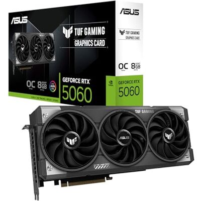 Asus TUF Gaming GeForce RTX 5060 OC Edition 8 GB GDDR7 grafische kaart (Nvidia GeForce RTX5060 DLSS 4, 3,125 slots, PCIe 5.0, 3x DisplayPort 2.1b, 1x HDMI 2.1b, TUF-RTX5060-O8G-GAMING) Asus TUF Gaming GeForce RTX 5060 OC Edition 8 GB GDDR7 grafische kaart (Nvidia GeForce RTX5060 DLSS 4, 3,125 slots, PCIe 5.0, 3x DisplayPort 2.1b, 1x HDMI 2.1b, TUF-RTX5060-O8G-GAMING)