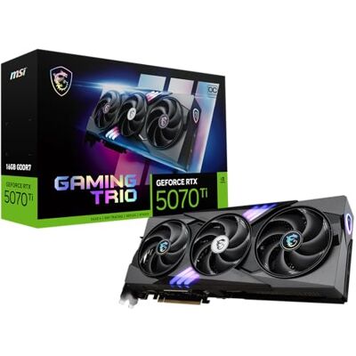 MSI NVIDIA GeForce RTX 5070 Ti 16G Gaming Trio OC grafische kaart 16 GB GDDR7 (28 GB/s, 256-bit), PCIe 5.0 TRI FROZR 4 (3 x STORMFORCE ventilatoren) RGB HDMI 2.1b, DisplayPort 2.1b MSI NVIDIA GeForce RTX 5070 Ti 16G Gaming Trio OC grafische kaart 16 GB GDDR7 (28 GB/s, 256-bit), PCIe 5.0 TRI FROZR 4 (3 x STORMFORCE ventilatoren) RGB HDMI 2.1b, DisplayPort 2.1b