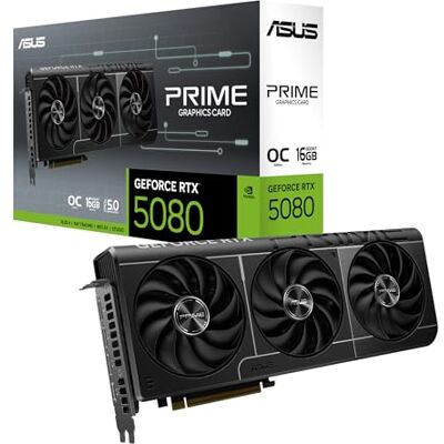 Asus Prime GeForce RTX 5080 OC Edition Gaming grafische kaart 16 GB GDDR7 (Nvidia GeForce RTX5080, SFF-ready, Dual BIOS-schakelaar, PCIe 5.0, 1x HDMI 2.1b, 3x DisplayPort 2.1a, Asus Prime GeForce RTX 5080 OC Edition Gaming grafische kaart 16 GB GDDR7 (Nvidia GeForce RTX5080, SFF-ready, Dual BIOS-schakelaar, PCIe 5.0, 1x HDMI 2.1b, 3x DisplayPort 2.1a,