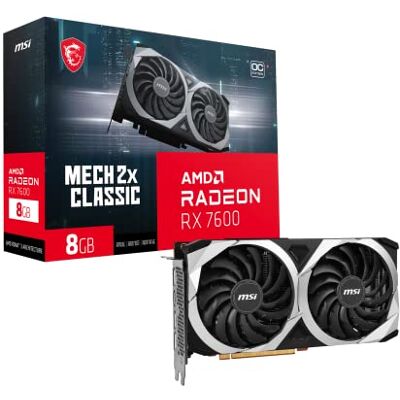MSI Gaming Radeon RX 7600 128bit grafische kaart 8GB GDDR6 DP/HDMI Dual Torx 3.0 FreeSync DirectX 12 VR Ready OC (RX 7600 MECH 2X Classic 8G OC) ventilator MSI Gaming Radeon RX 7600 128bit grafische kaart 8GB GDDR6 DP/HDMI Dual Torx 3.0 FreeSync DirectX 12 VR Ready OC (RX 7600 MECH 2X Classic 8G OC) ventilator