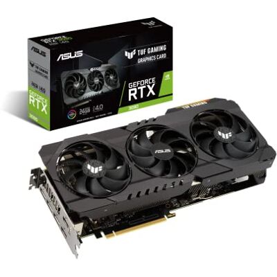 Asus TUF Gaming NVIDIA GeForce RTX 3090 grafische kaart (PCIe 4.0, 24 GB GDDR6X, HDMI 2.1, DisplayPort 1.4a, ventilatoren met dubbele kogellagers, militaire robuustheid, GPU Tweak II) Asus TUF Gaming NVIDIA GeForce RTX 3090 grafische kaart (PCIe 4.0, 24 GB GDDR6X, HDMI 2.1, DisplayPort 1.4a, ventilatoren met dubbele kogellagers, militaire robuustheid, GPU Tweak II)