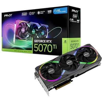 PNY GEFORCE RTX™ 5070 Ti 16GB ARGB Overclocked Triple Fan Plus DLSS 4 grafische kaart PNY GEFORCE RTX™ 5070 Ti 16GB ARGB Overclocked Triple Fan Plus DLSS 4 grafische kaart