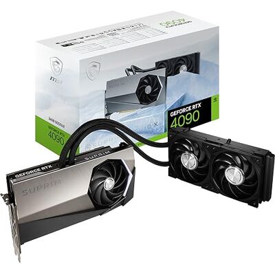 MSI GeForce RTX 4090 SUPRIM LIQUID X 24G grafische kaart GPU RTX 4090, GDDR6X 24GB (21Gb/s;384-bit), PCIe 4.0 Watercooling AIO, Gaming & Silent-modus, RGB HDMI 2.1, DisplayPort 1.4a MSI GeForce RTX 4090 SUPRIM LIQUID X 24G grafische kaart GPU RTX 4090, GDDR6X 24GB (21Gb/s;384-bit), PCIe 4.0 Watercooling AIO, Gaming & Silent-modus, RGB HDMI 2.1, DisplayPort 1.4a