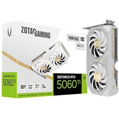 ZOTAC Gaming GeForce RTX 5060 Ti 16GB Twin Edge OC White Edition DLSS 4 16GB GDDR7 128bit 28Gbps PCIE 5.0 Gaming grafische kaart, IceStorm 2.0 koeling, SFF-Ready, ZT-B50620Q-10M ZOTAC Gaming GeForce RTX 5060 Ti 16GB Twin Edge OC White Edition DLSS 4 16GB GDDR7 128bit 28Gbps PCIE 5.0 Gaming grafische kaart, IceStorm 2.0 koeling, SFF-Ready, ZT-B50620Q-10M