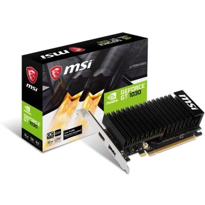 MSI NVIDIA GEFORCE GT 1030 2GHD4 LP OC grafische kaart '2 GB GDDR4, 1518 MHz, low-profile ontwerp, DisplayPort, HDMI, passief koelsysteem zonder ventilator MSI NVIDIA GEFORCE GT 1030 2GHD4 LP OC grafische kaart '2 GB GDDR4, 1518 MHz, low-profile ontwerp, DisplayPort, HDMI, passief koelsysteem zonder ventilator