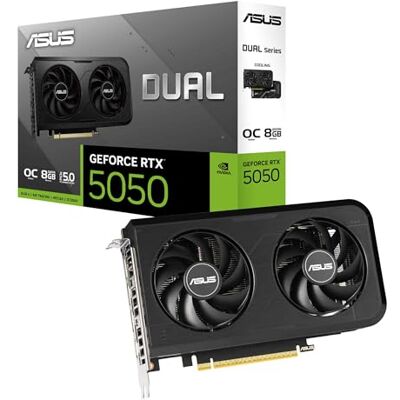 Asus Dual GeForce RTX 5050 8GB GDDR6 OC Edition Gaming grafische kaart (Nvidia GeForce RTX5060 DLSS 4, 2,5-slot design, PCIe 5.0, 3x DisplayPort 2.1b, 1x HDMI 2.1b, DUAL-RTX5050-O8G) Asus Dual GeForce RTX 5050 8GB GDDR6 OC Edition Gaming grafische kaart (Nvidia GeForce RTX5060 DLSS 4, 2,5-slot design, PCIe 5.0, 3x DisplayPort 2.1b, 1x HDMI 2.1b, DUAL-RTX5050-O8G)