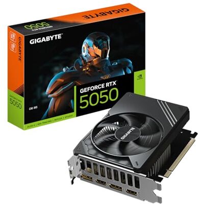 Gigabyte GeForce RTX 5050 D6 8G grafische kaart 8GB GDDR6, 128 bit, PCI-E 5.0, 2572 MHz, 2x DP, 2x HDMI, NVIDIA DLSS 4, GV-N5050D6-8GD Gigabyte GeForce RTX 5050 D6 8G grafische kaart 8GB GDDR6, 128 bit, PCI-E 5.0, 2572 MHz, 2x DP, 2x HDMI, NVIDIA DLSS 4, GV-N5050D6-8GD