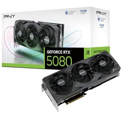 PNY GEFORCE RTX™ 5080 16GB Triple Fan DLSS 4 grafische kaart PNY GEFORCE RTX™ 5080 16GB Triple Fan DLSS 4 grafische kaart
